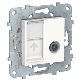 NU547018 UNICA NEW РОЗЕТКА TV одиночная + комп. RJ45 кат.6 UTP, БЕЛЫЙ