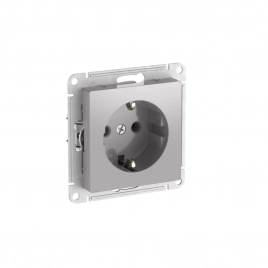 ATN000343S ATLASDESIGN РОЗЕТКА с заземлением, 16А, мех., быстрозажим. клем., АЛЮМИНИЙ