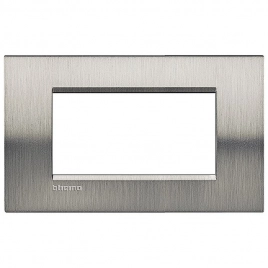 LNA4804ACS LivingLight Рамка прямоугольная, 4 модуля, цвет Фактурная сталь