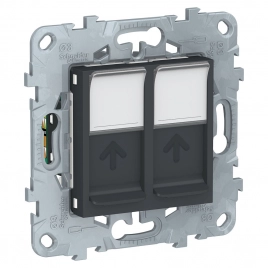 NU542054 UNICA NEW РОЗЕТКА компьютерная, RJ45, двойная, кат. 5е UTP, АНТРАЦИТ