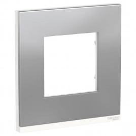 NU600280 UNICA PURE РАМКА 1-постовая, горизонтальная, АЛЮМИНИЙ МАТОВЫЙ/белый