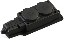 MST4102BK MultiSet Колодка 2х розетка 2К+З каучуковая 16А/250В IP44 Чёрная