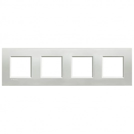 LNA4802M4AG LivingLight Рамка прямоугольная, 4 поста, цвет Серебро