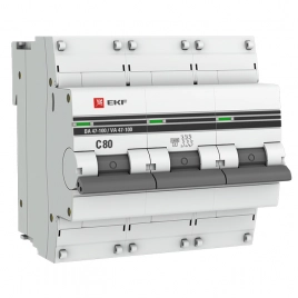 mcb47100-3-80C-pro Автоматический выключатель 3P 80А (C) 10kA ВА 47-100 EKF PROxima
