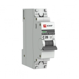 mcb4763-1-20C-pro Автоматический выключатель 1P 20А (C) 4,5kA ВА 47-63 EKF PROxima