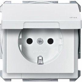 MTN2314-4019 МЕХ-М РОЗЕТКИ С/З С КРЫШКОЙ IP44, БЕЛЫЙ                                         