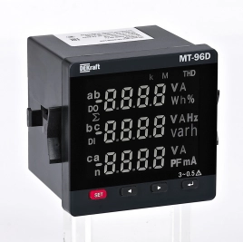 51416DEK Мультиметр цифровой 96х96мм трехфазный, вход 600В 5А, LED-дисплей МТ-96D