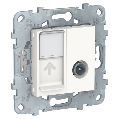 NU547018 UNICA NEW РОЗЕТКА TV одиночная + комп. RJ45 кат.6 UTP, БЕЛЫЙ фото 1