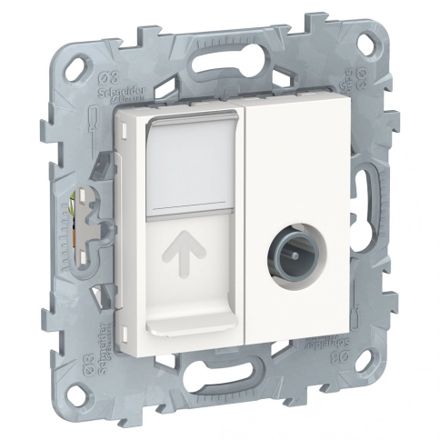 NU547018 UNICA NEW РОЗЕТКА TV одиночная + комп. RJ45 кат.6 UTP, БЕЛЫЙ фото 2