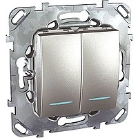 MGU5.0303.30NZD Двухклавишный переключатель с инд. ламп (алюмин) (10 шт.) фото 5