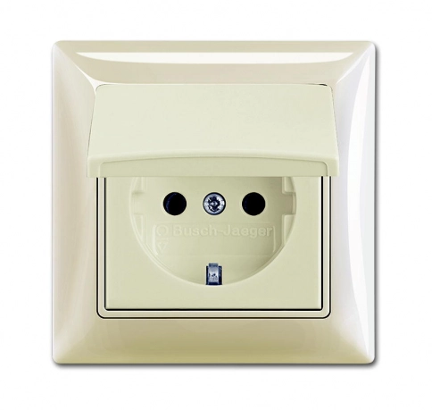 2CKA002018A1504 Розетка SCHUKO 16А 250В, IP44, в сборе, серия Basic 55, цвет слоновая кость (2018-0-1504) фото 1
