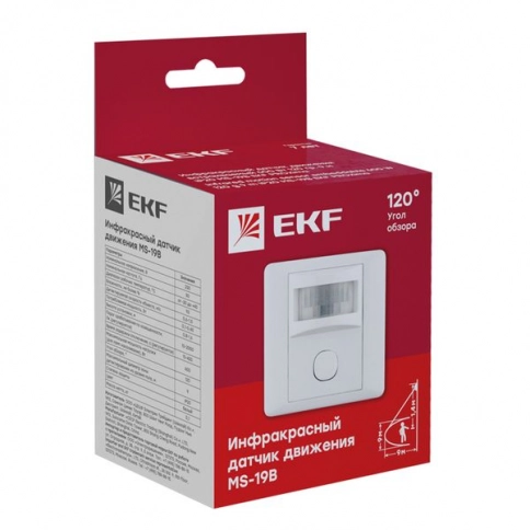dd-ms-19B ИК датчик движения встраив. 600Вт 120гр. до 9м IP20 MS-19B EKF PROxima фото 2